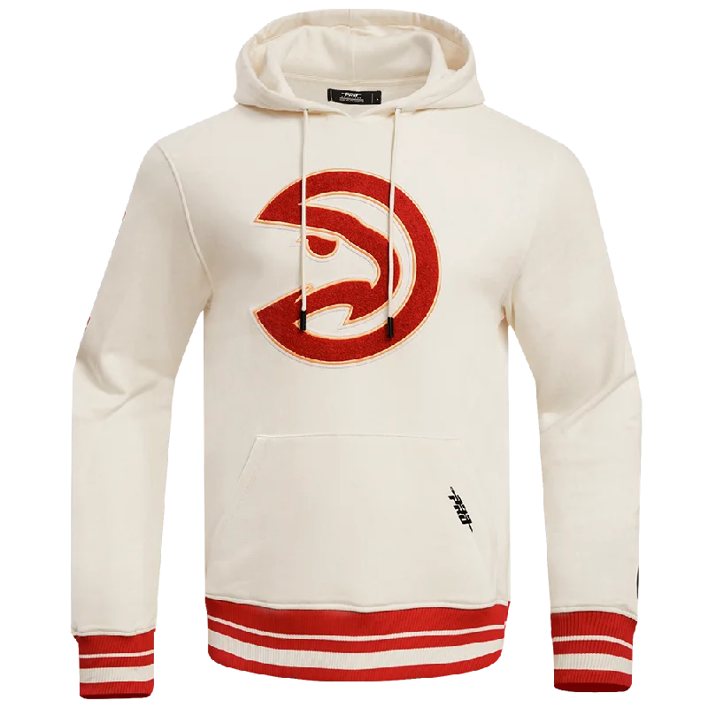 NBA ATLANTA HAWKS RETRO CLASSIC MEN'S PO HOODIE (EGGSHELL/ RED)