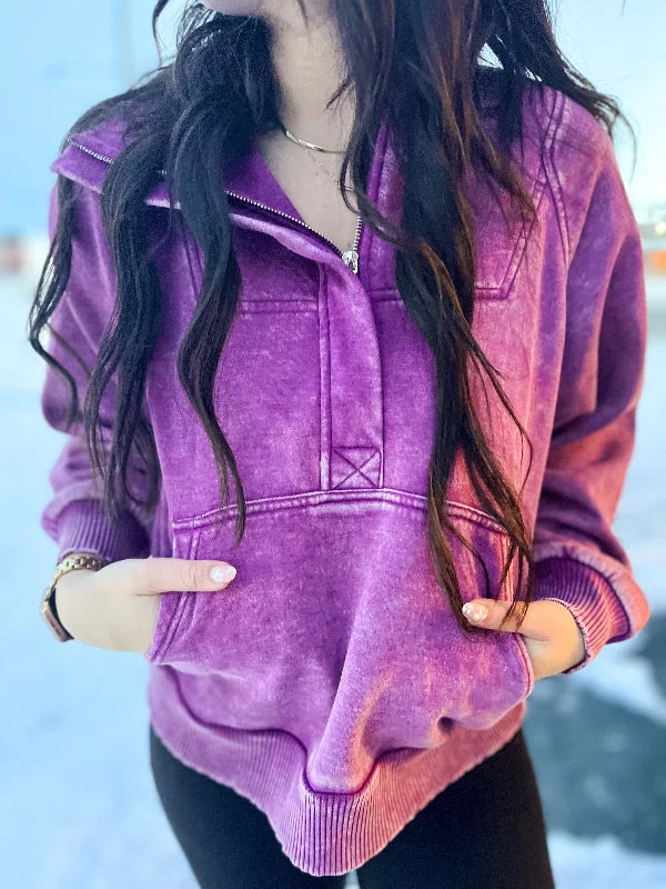 Casual Charm Oversized Kangaroo Hoodie- Lt Plum