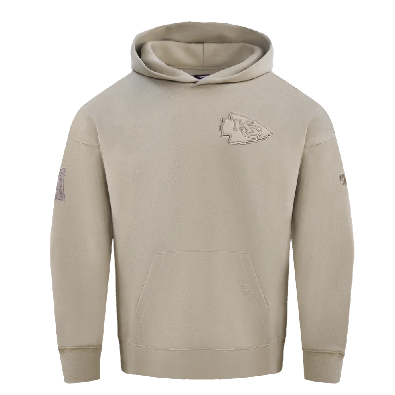 NFL KANSAS CITY CHIEFS NEUTRAL DROP SHOULDER FLC PO HOODIE (TAUPE)