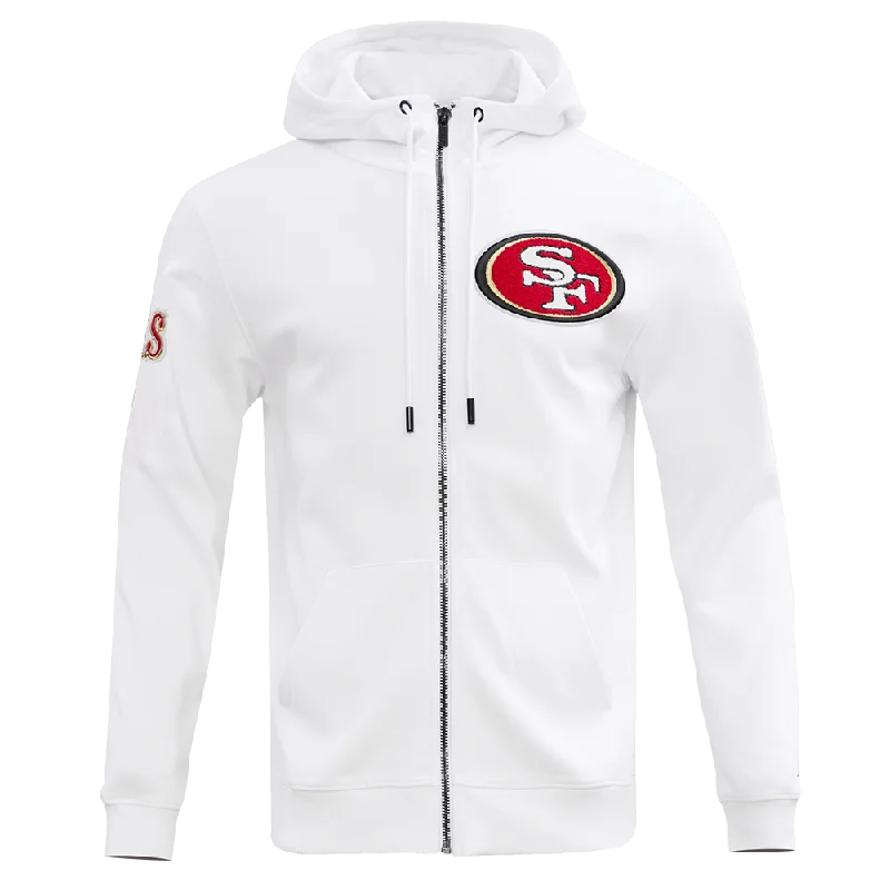 NFL SAN FRANCISCO 49ERS CLASSIC CHENILLE DK FZ HOODIE (WHITE)