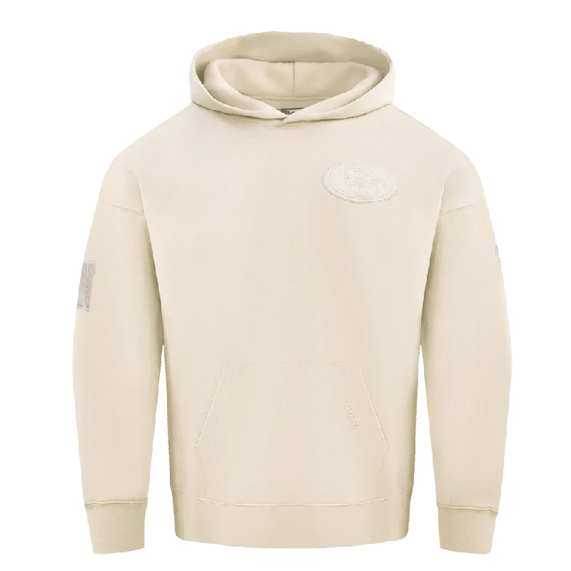 NFL SAN FRANCISCO 49ERS NEUTRAL DROP SHOULDER FLC PO HOODIE (EGGSHELL)