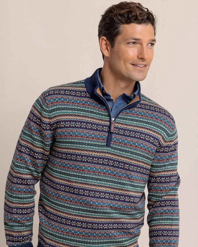 Heather Fair Isle Quarter Zip Sweater