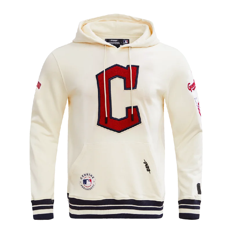 MLB CLEVELAND GUARDIANS RETRO CLASSIC MEN'S PO HOODIE (EGGSHELL/ MIDNIGHT NAVY)