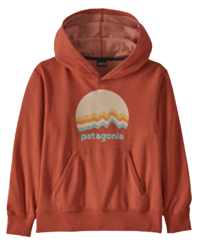 Patagonia Kids' Light Weight Graphic Hoody Sweatshirt - Ridge Rise Moonlight: Burl Red