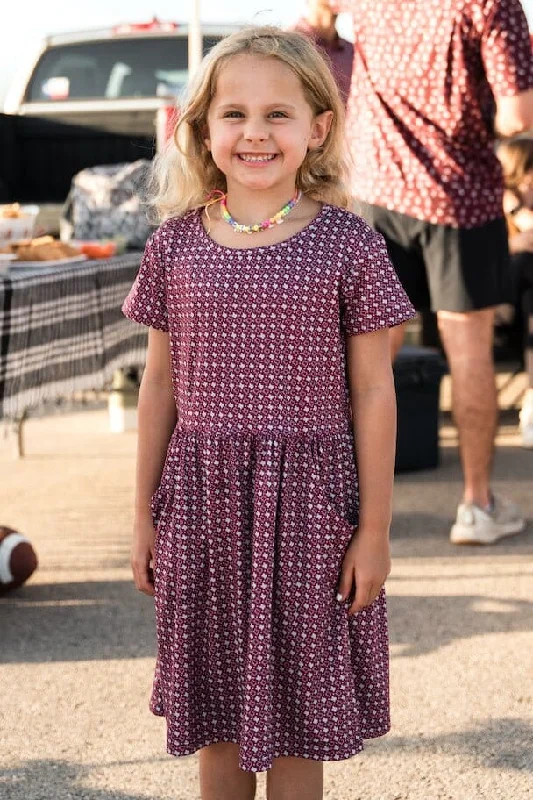 Youth Girls Dress - Texas Maroon & Grey