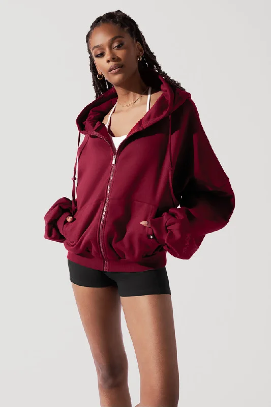 Zip Cloud Hoodie - Crimson