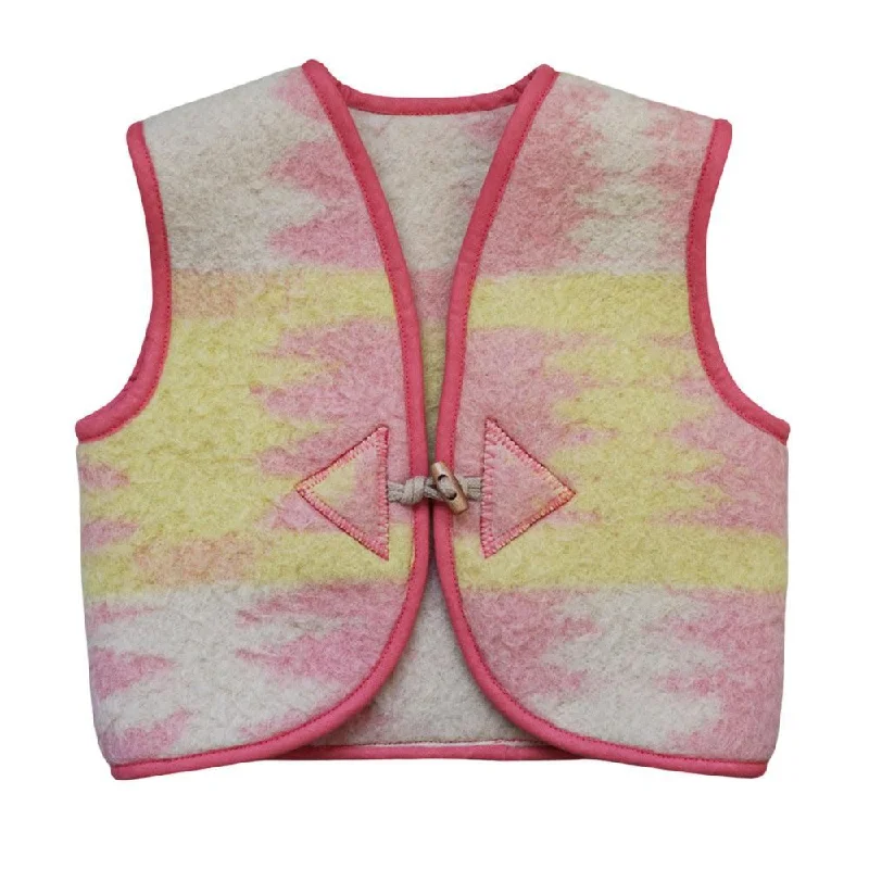 Vintage Wool Vest Pink Yellow