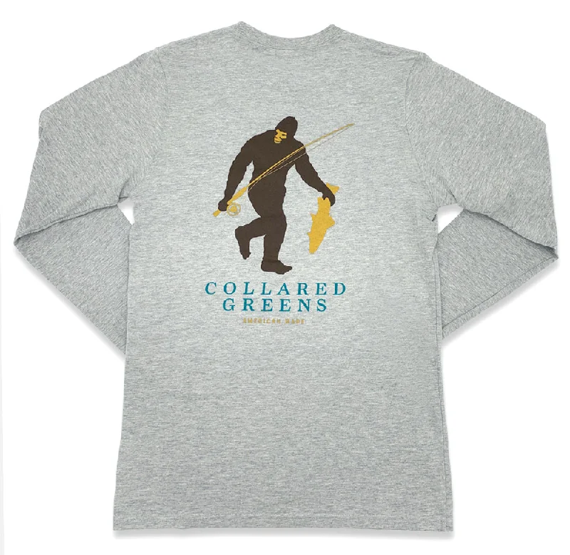 Deep Woods Angler: Long Sleeve T-Shirt - Gray