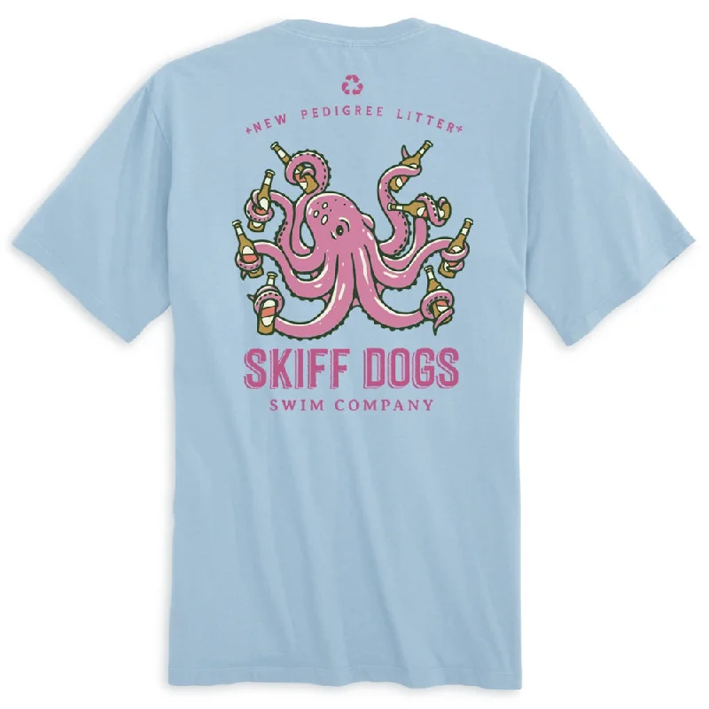 Open Bar Octopus: Pocket Short Sleeve T-Shirt - Chambray