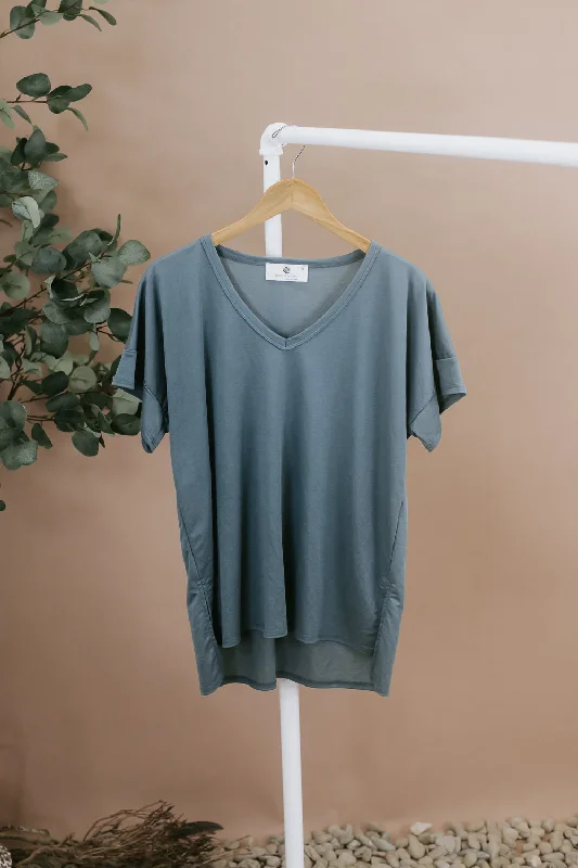 All Basic V Neck Tee, Hunter Green