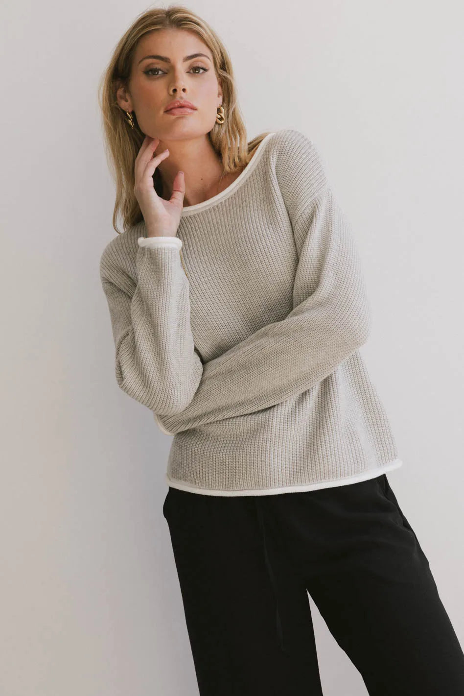 Mandy Contrast Sweater in Grey