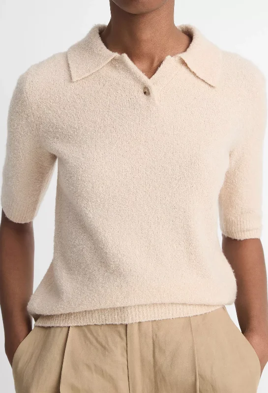 Soft Boucle Short Sleeve Polo Sweater