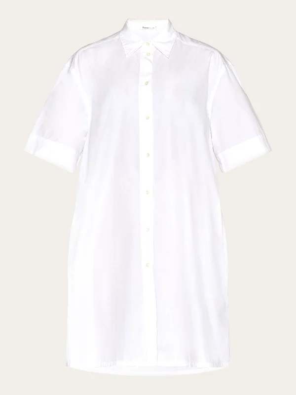 A-shape short sleeved poplin shirt dress - GOTS/Vegan - Bright White