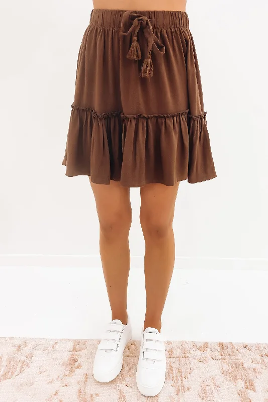 Bella Mini Skirt Brown