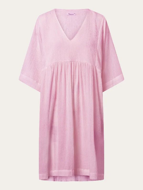 Cotton crepe A-shape dress - Parfait Pink