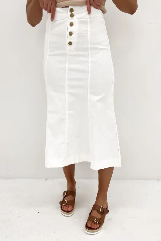 Halsey Midi Skirt White