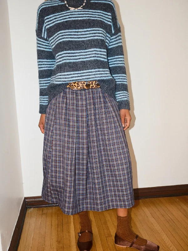 Irene Midi Skirt - Grey Plaid