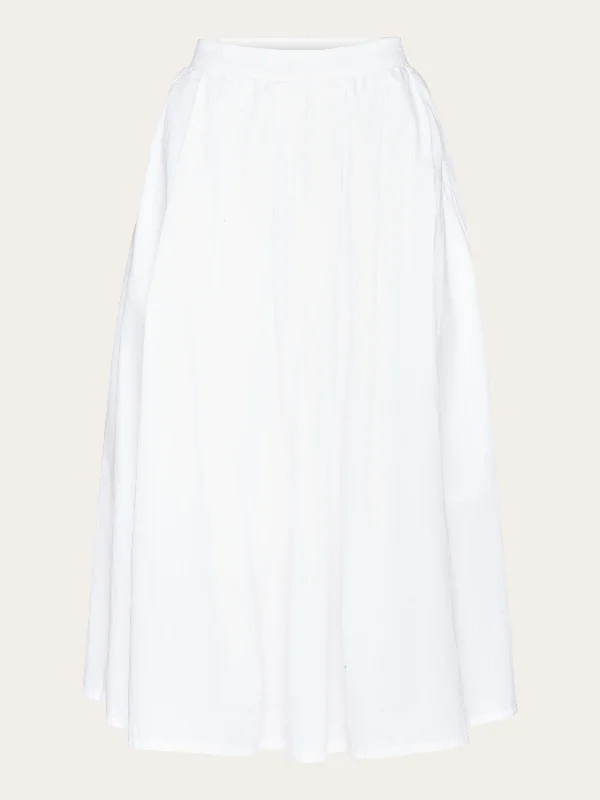 Poplin pleated mid-length skirt - Bright White