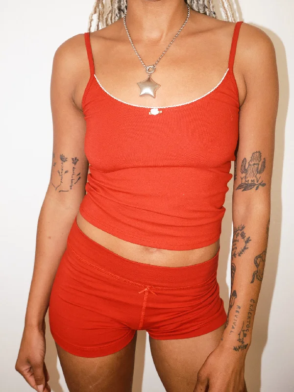 Scoop Back Cami - Cherry Red