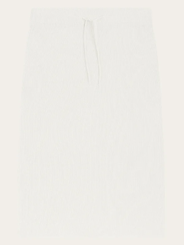 Wool midth lengt rib knit skirt - Egret