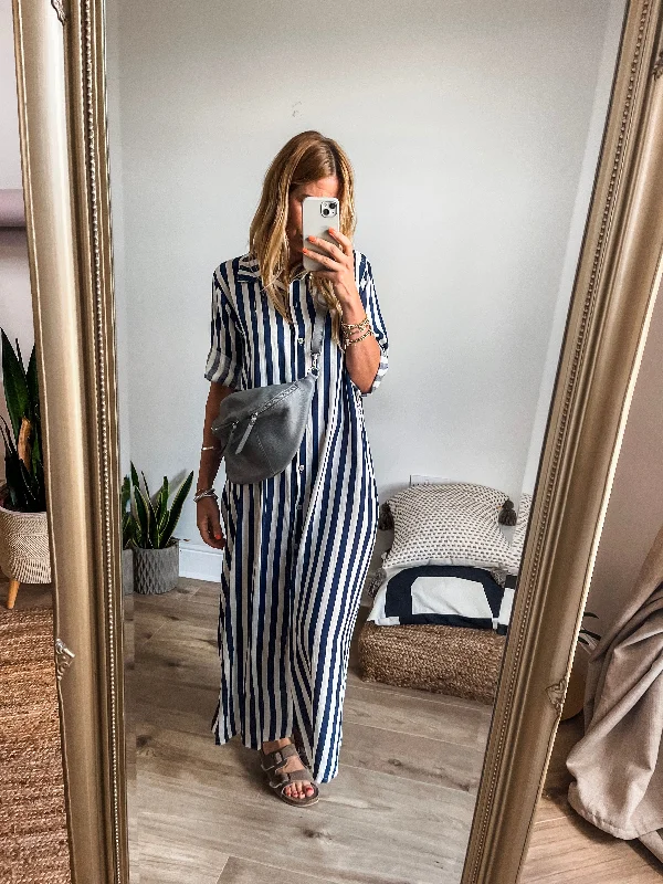 Stripe Linen Shirt Dress