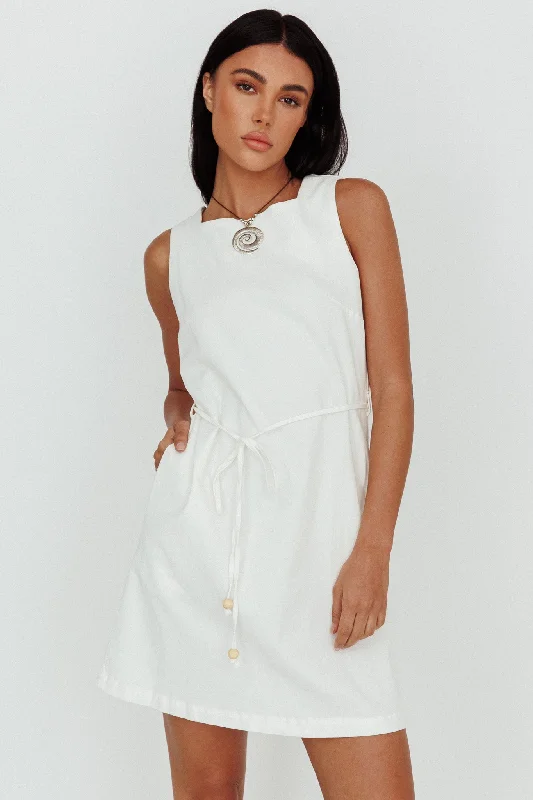 Tirzah Side Pocket Shift Dress White